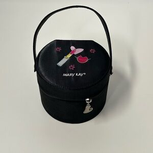 Y2K MARY KAY mini black embroidered full zip cosmetics bag.